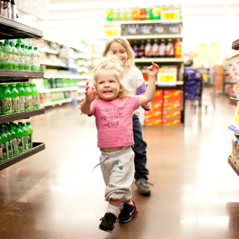Kids in grocery store