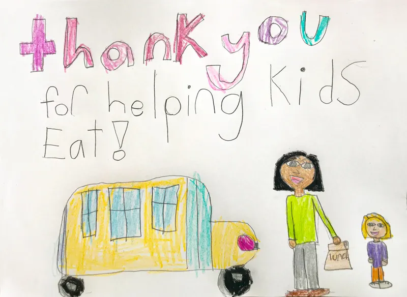 Thank you drawing by kid for those feeding kids.