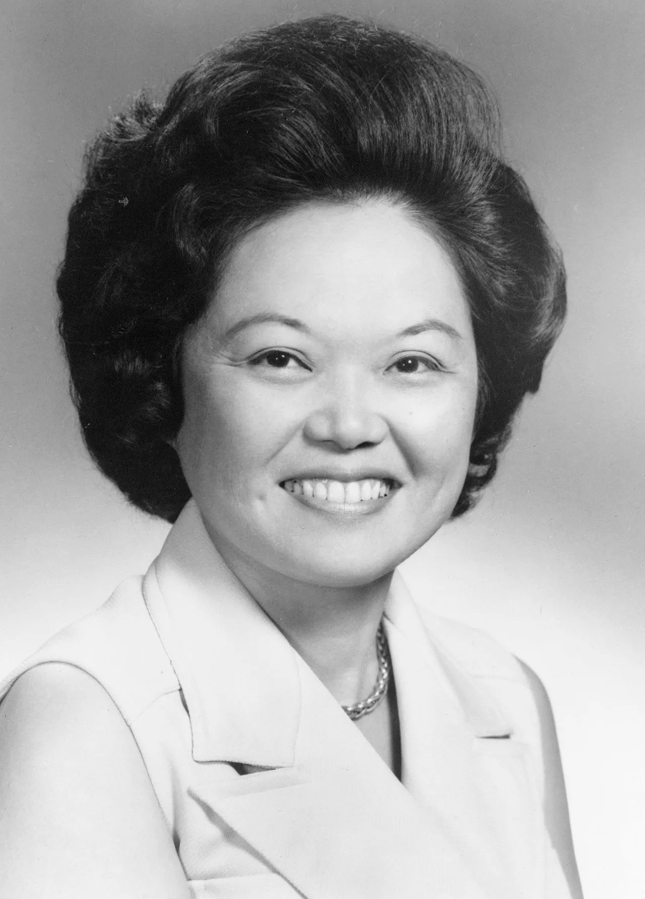 Asian American woman portrait black and white