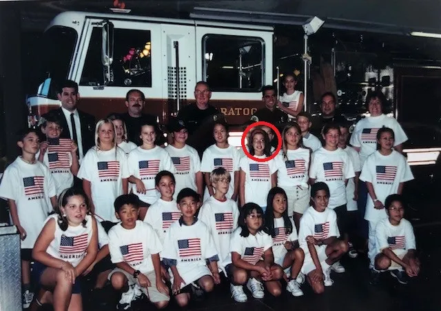 Group of kids with US flag t-shirts