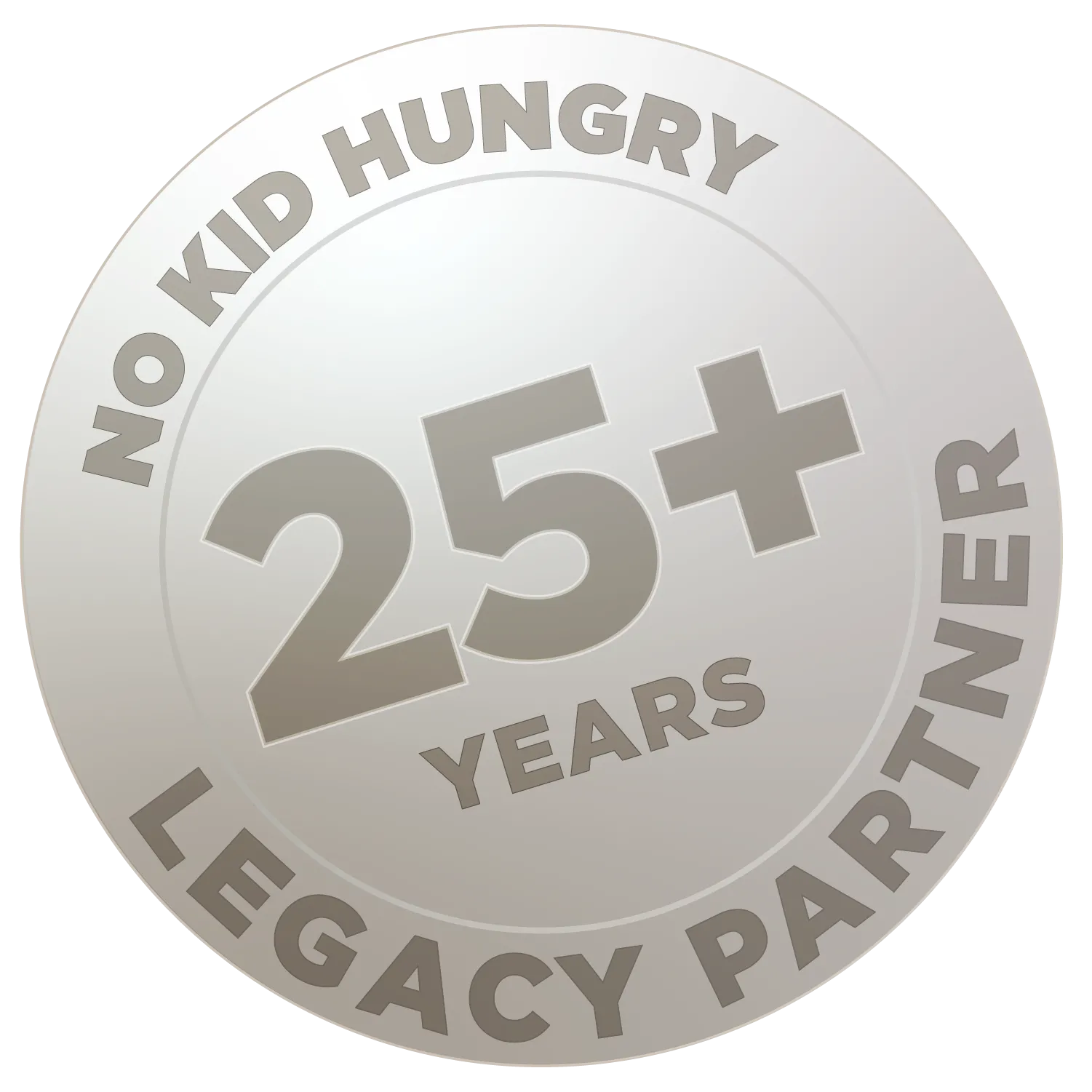 A badge certifying 25 years as a No Kid Hungry Partner