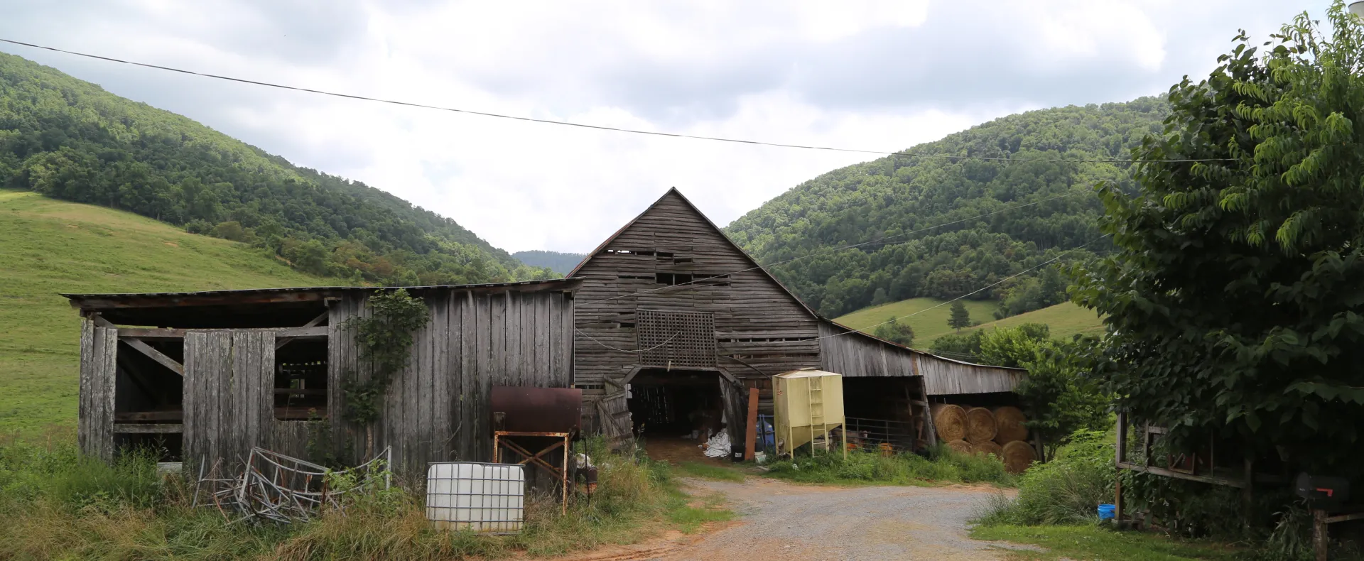 house by mountains