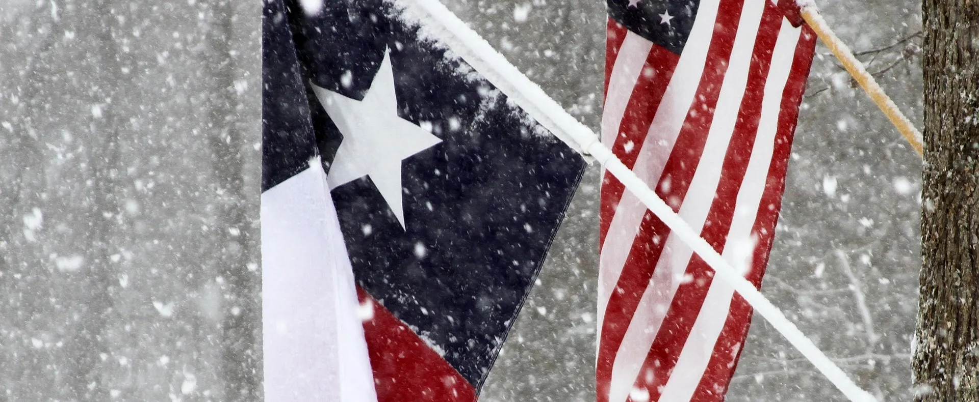 Flag of Texas and US snow storm