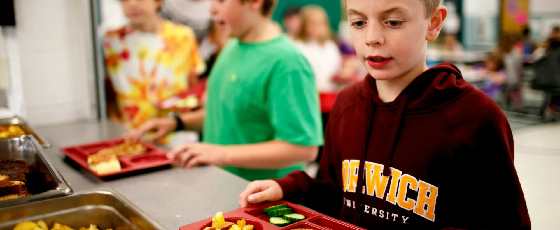 Boy in cafeteria