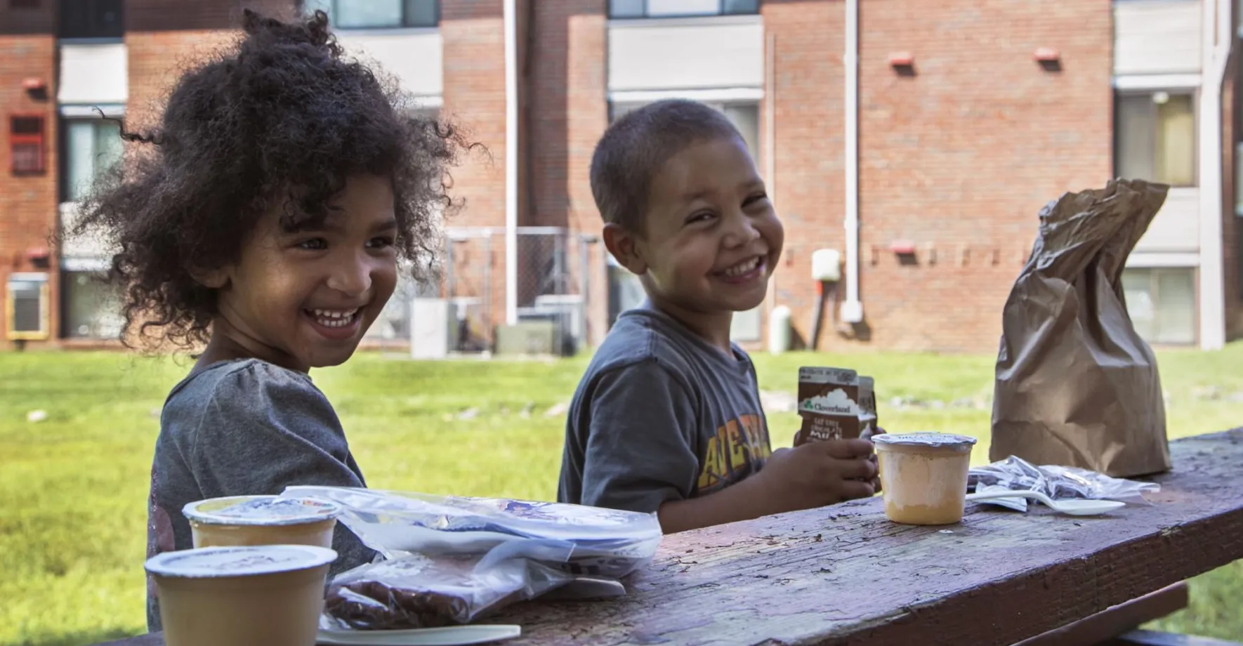 Kids enjoying lunch