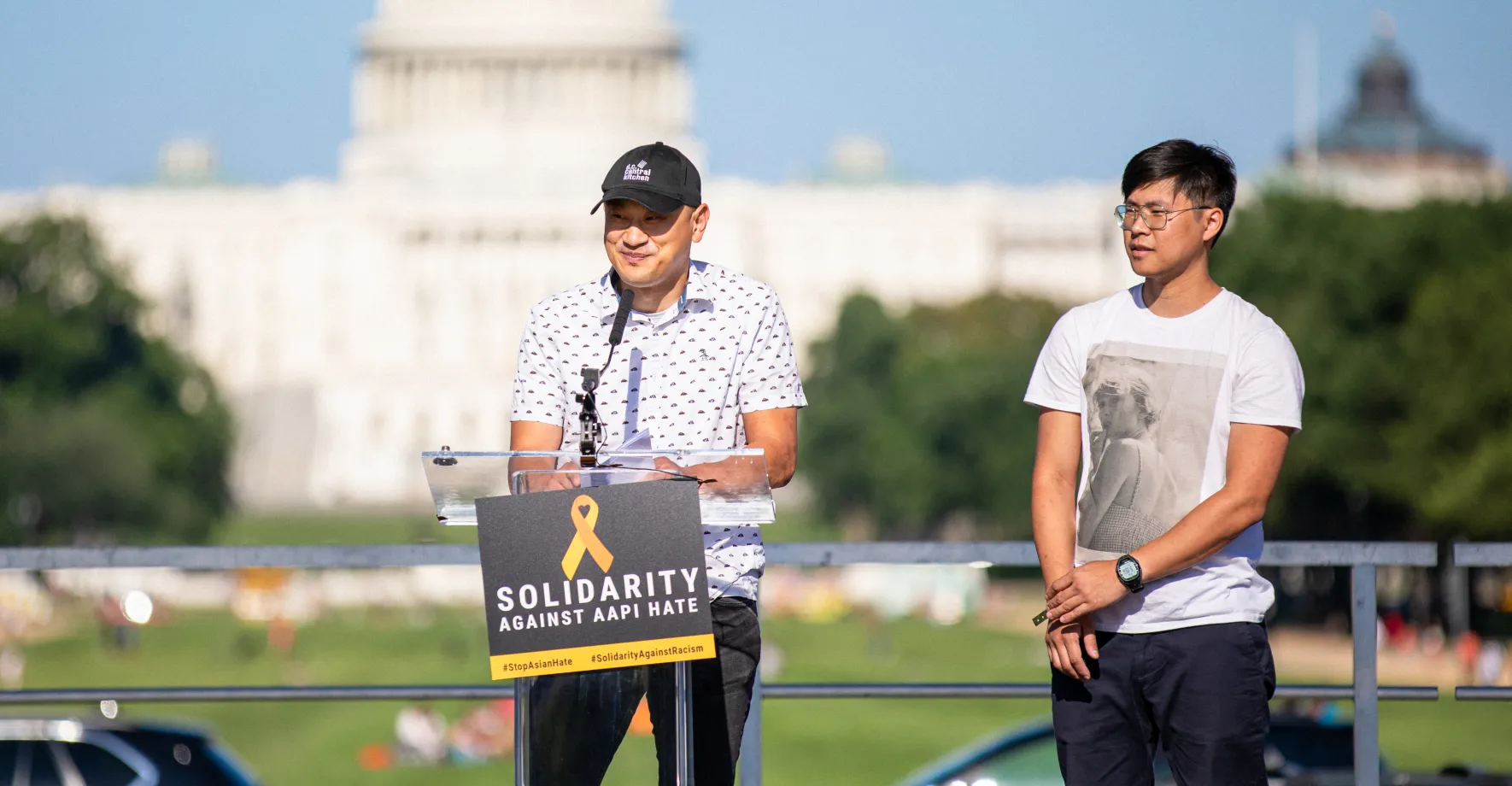 Chef Tim Ma fighiting AAPI Hate in front of capitol