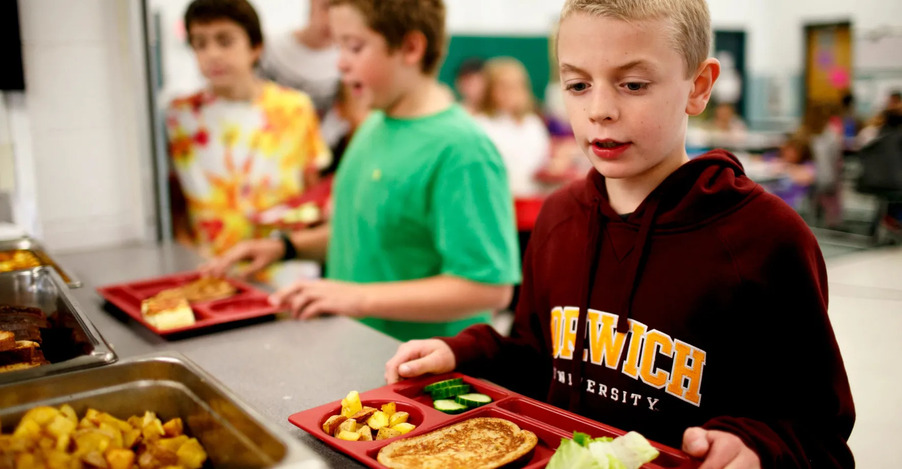 Boy in cafeteria