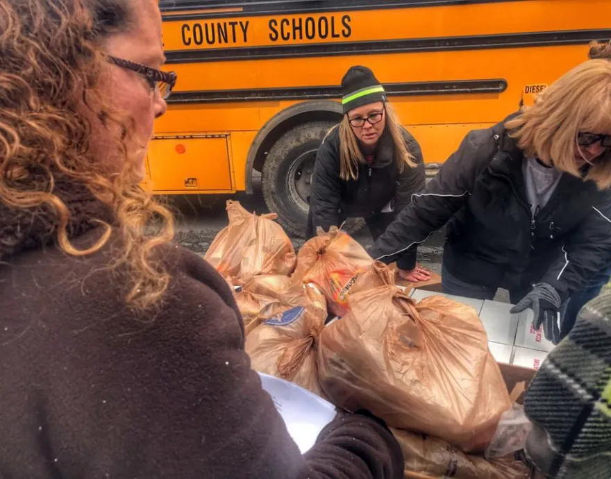 Teachers feeding kids during the West Virginia strike