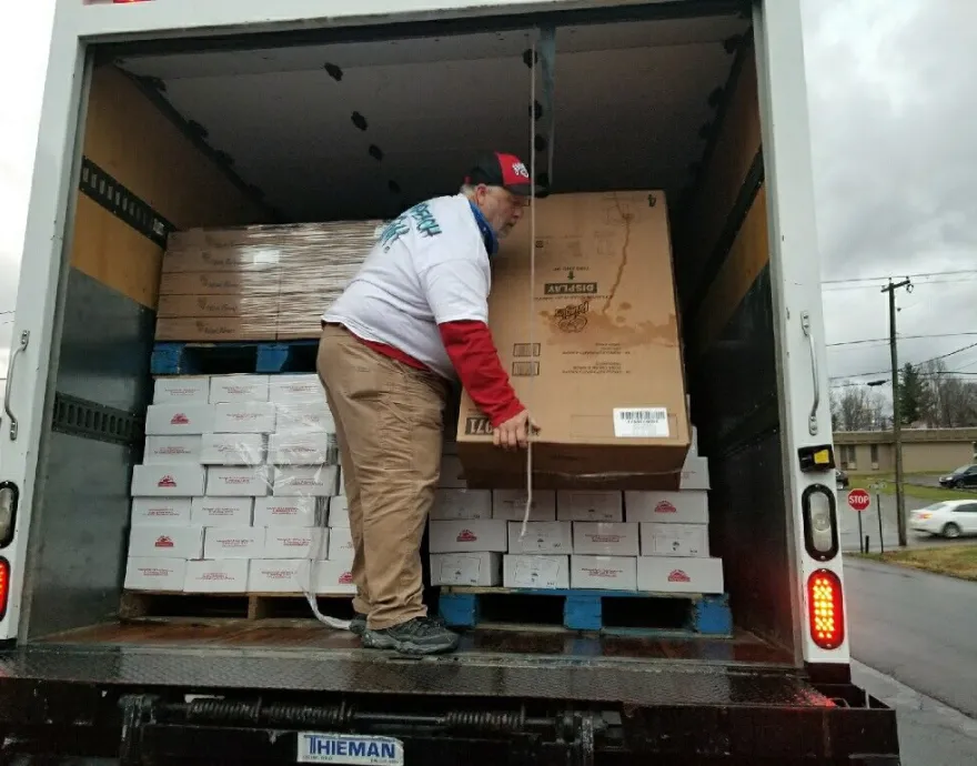 A truck full of donated food
