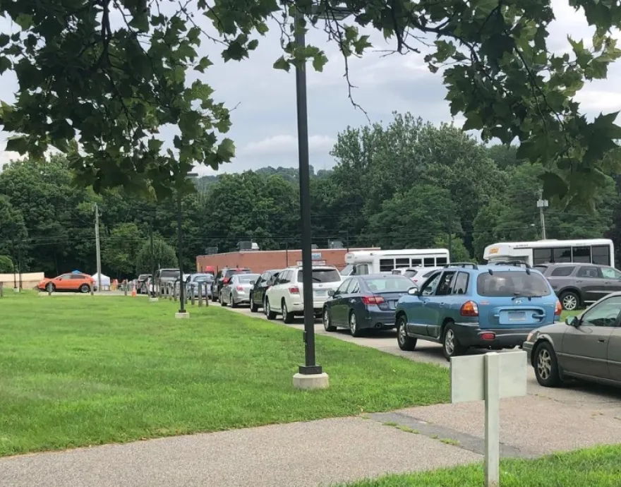 Cars lined up