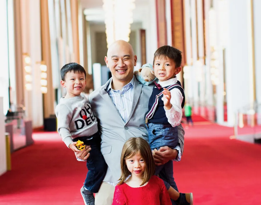 Chef Tim Ma with three children