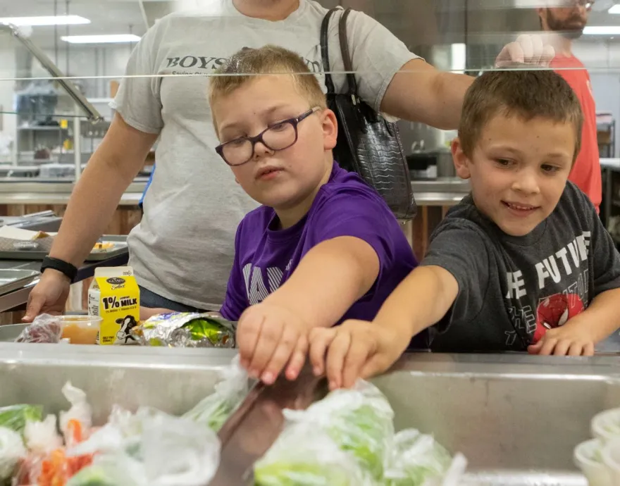 Children in lunch line