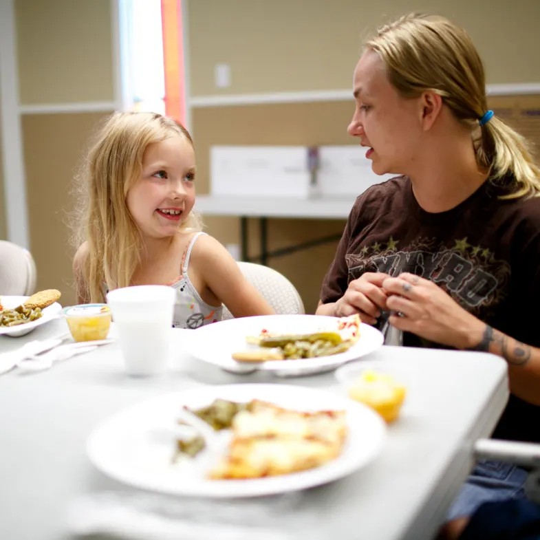 Heather an Mom Eating Lunch