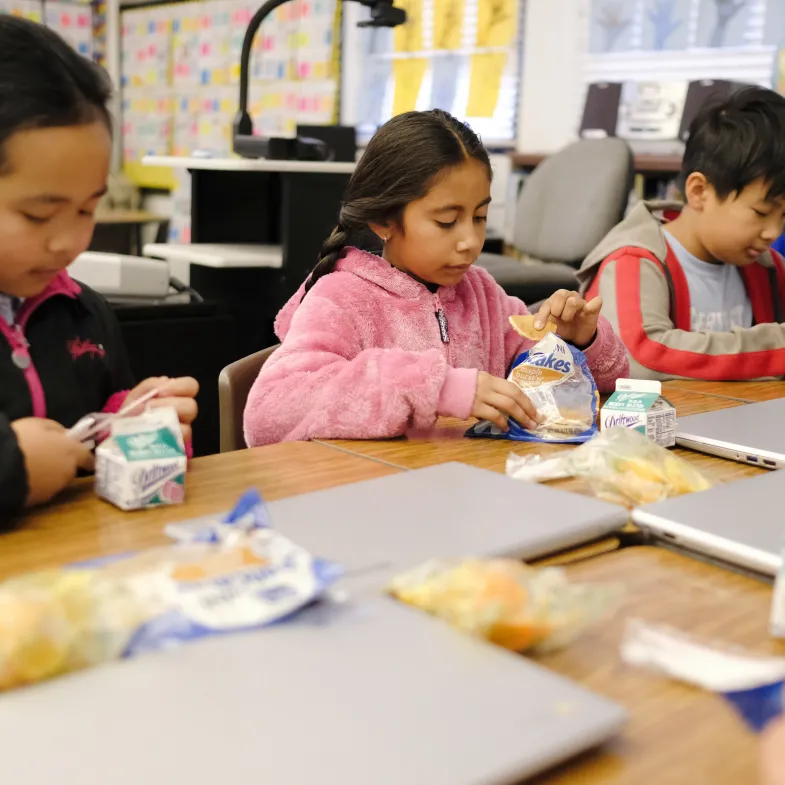 Kids eating breakfast