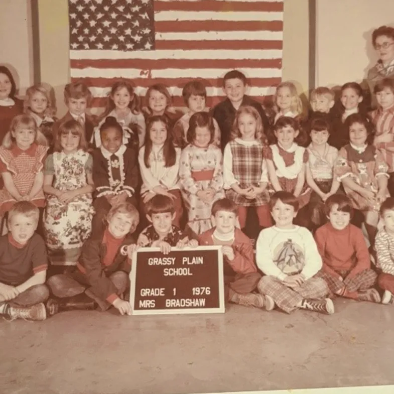 School students old picture. Just one black kid