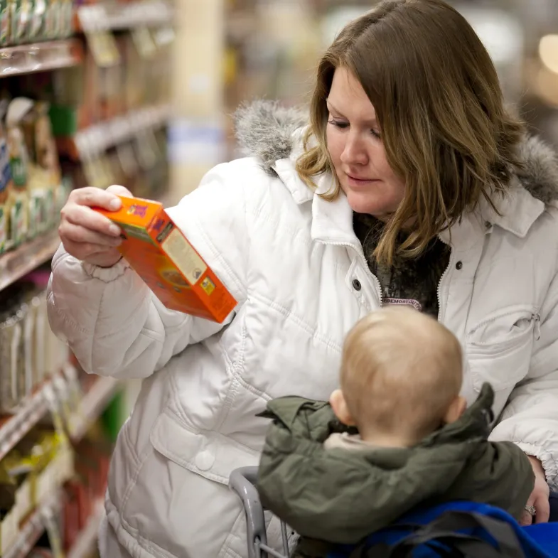 Mother and baby at store