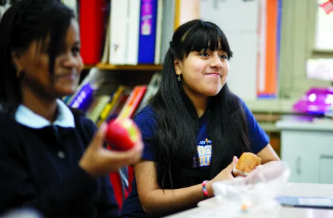 Teen student smiling