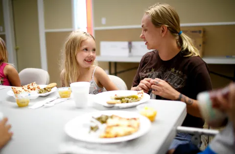 Heather an Mom Eating Lunch