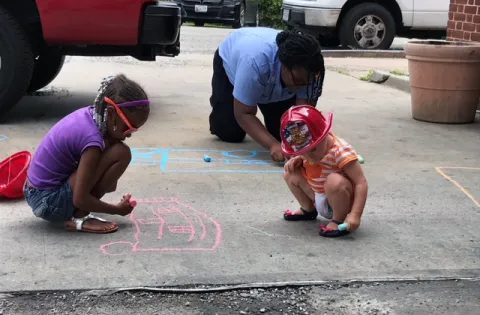 A summer meals site at a Baltimore firehouse