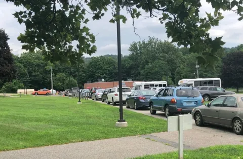 Cars lined up