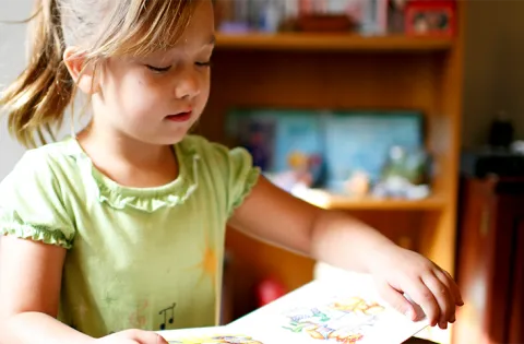 Girl reading at home