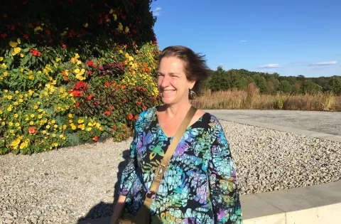 Woman walking in a park