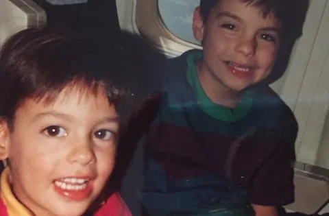 Andy and brother in plane