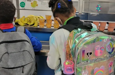 Kids picking up lunch