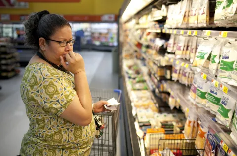 Mother at grocery store