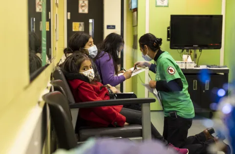 Nurse taking care of kids