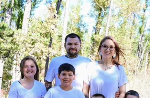 Family of 7 all wearing white
