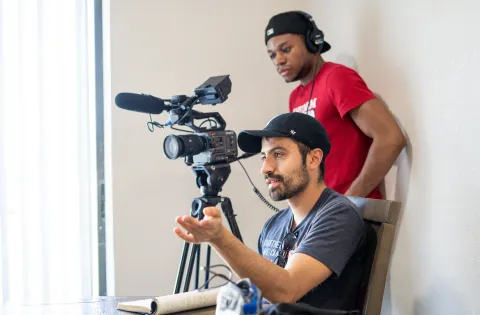 Man behind camera