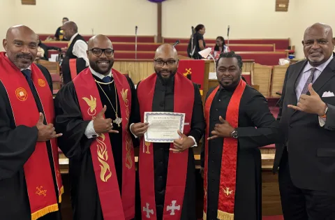 Lamont in a religious congregation with elders